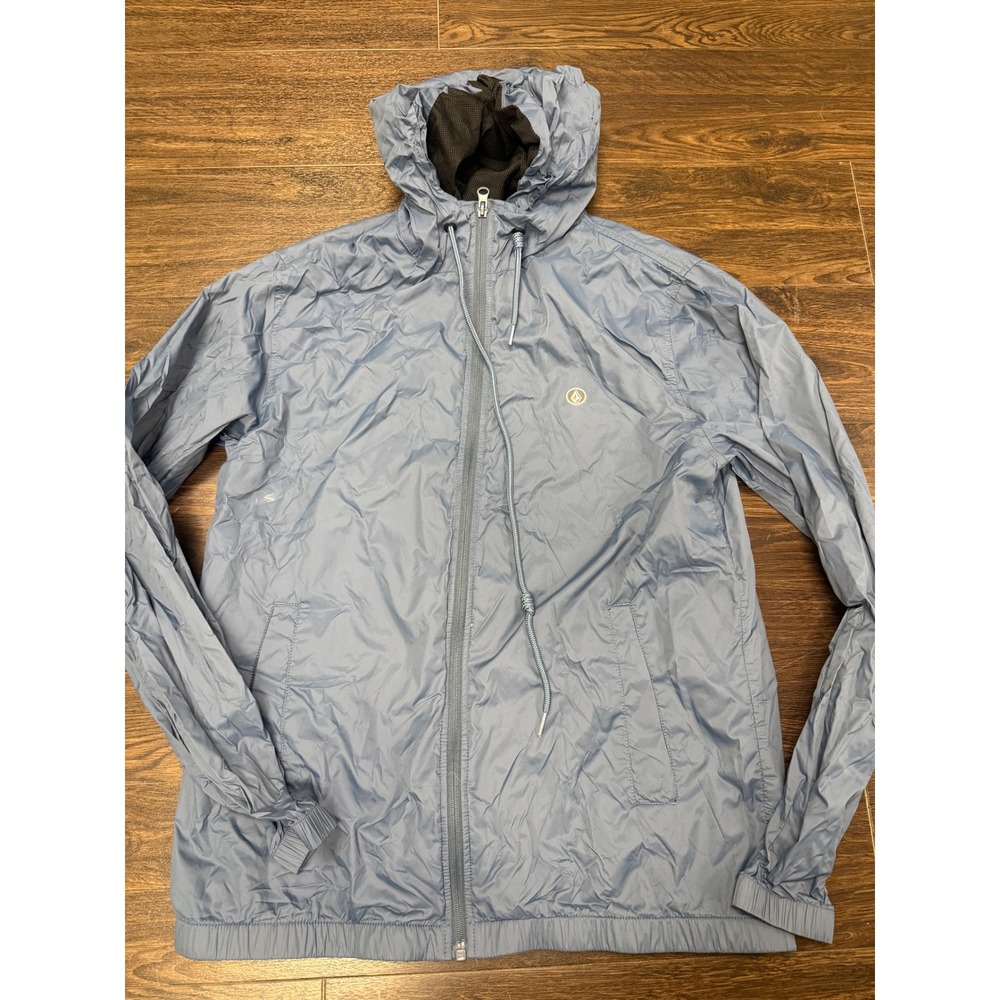 Volcom Ermont Hooded Windbreaker Jacket - Slate Blue/Gray (Men's Size Medium)